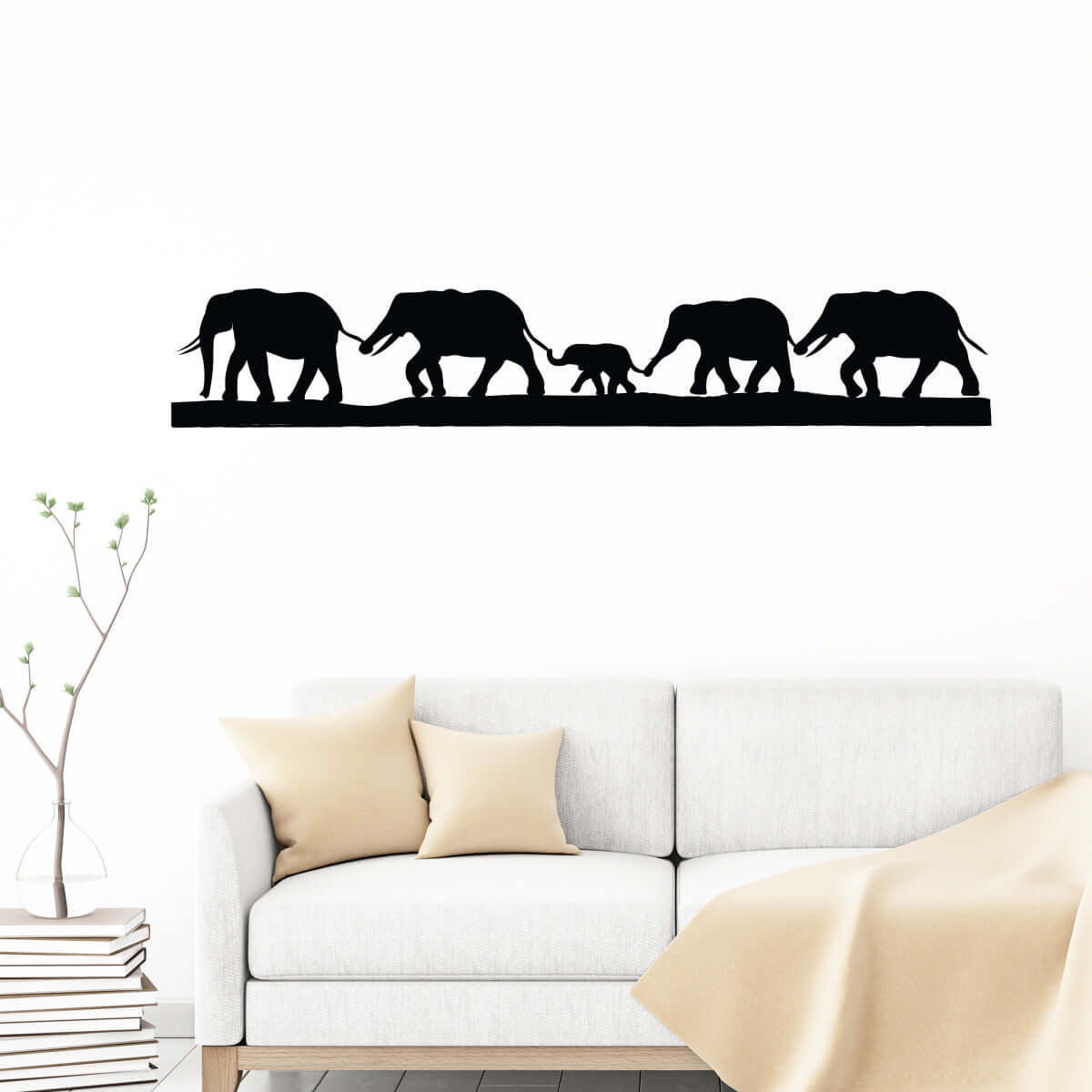 Väggdekor elefanter på rad - Dekortorget