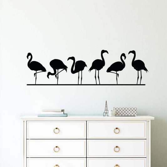 Väggdekor flamingo på rad - Dekortorget