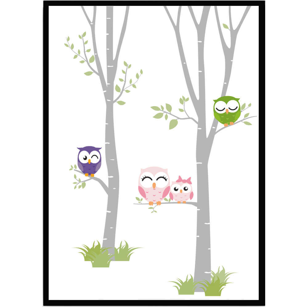 Poster Träd & ugglor - Dekortorget
