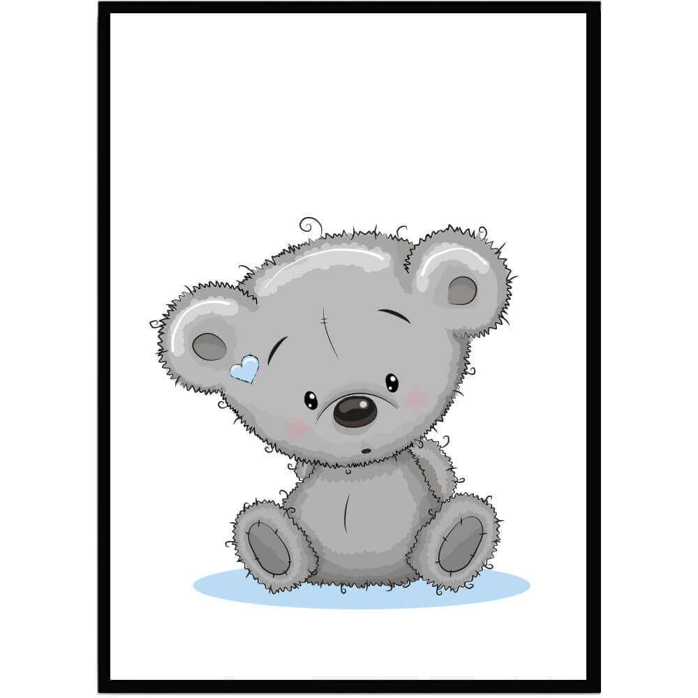 Poster Baby björn blå - Dekortorget