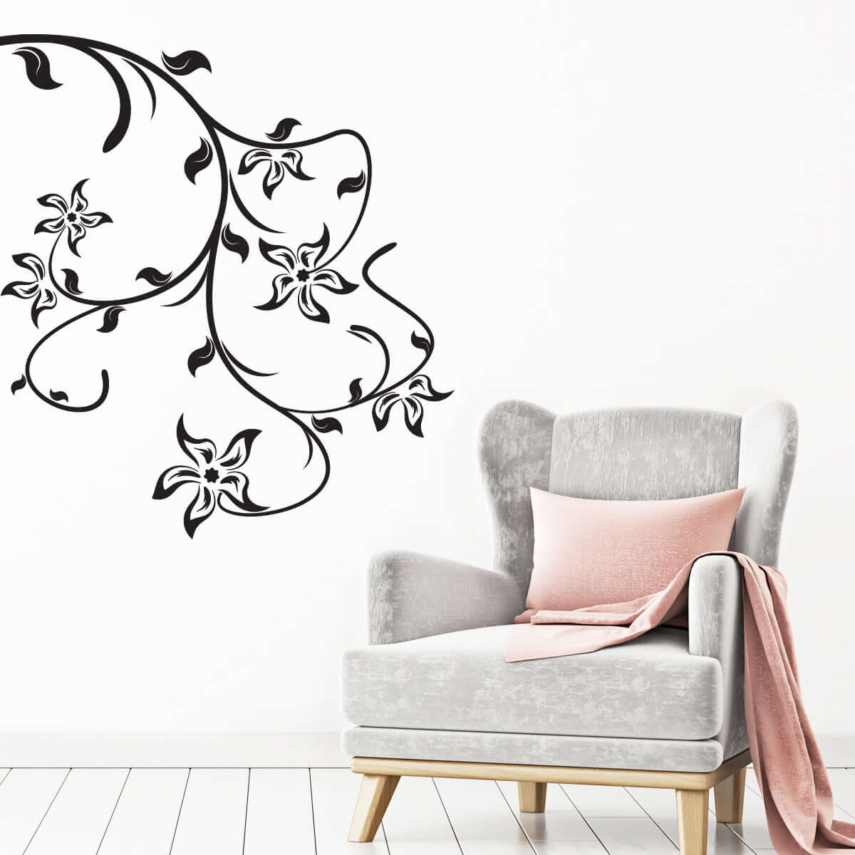 Väggdekor slingrande blomma 3 - Dekortorget