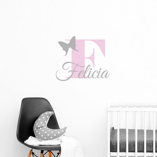Väggord monogram fjäril - egen text - Dekortorget