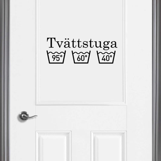 Väggord tvättstuga med tvättsymboler - Dekortorget