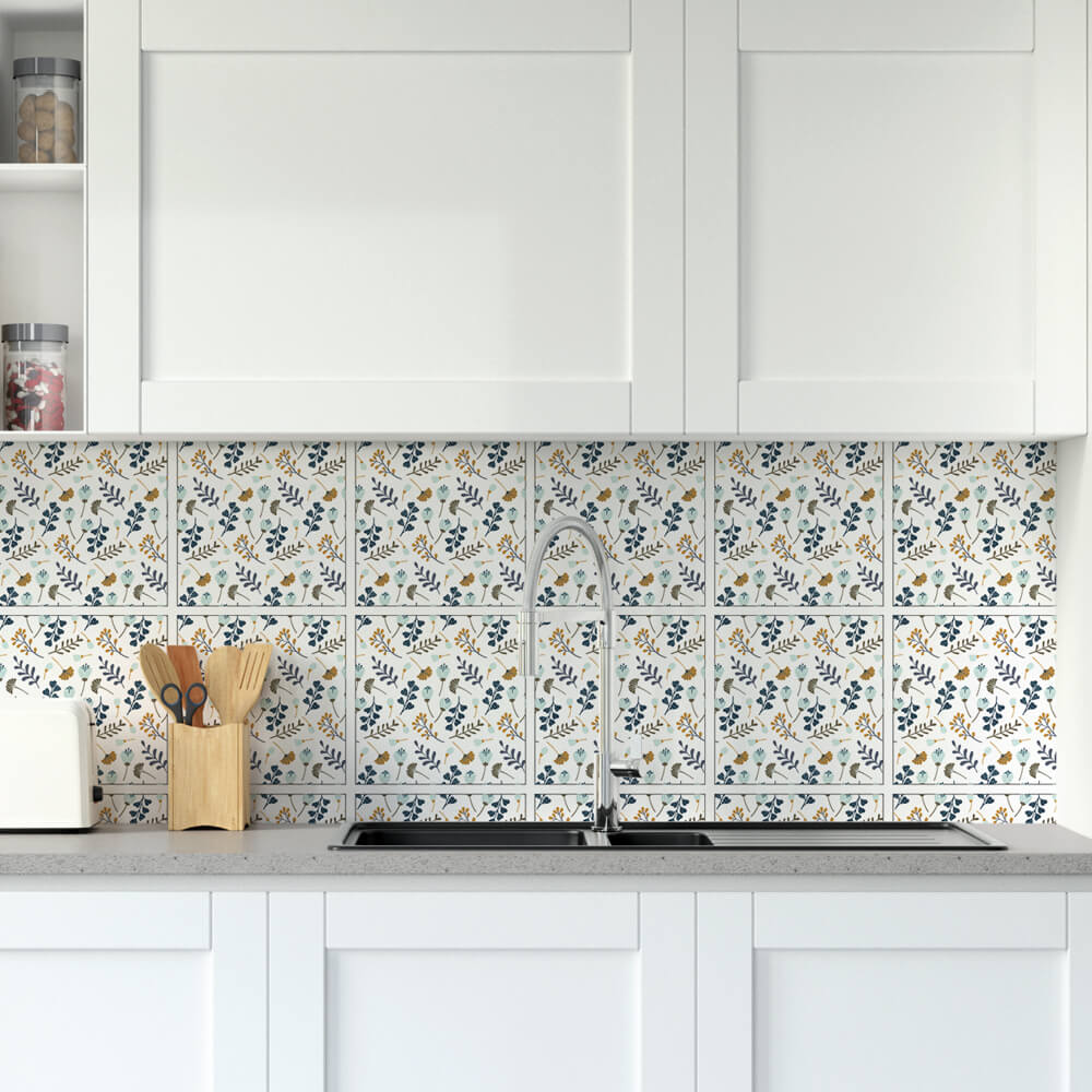 Kakeldekor blommor retro - Dekortorget