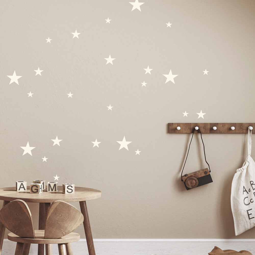 Väggdekor Stjärnor cremevit - olika storlekar - Dekortorget
