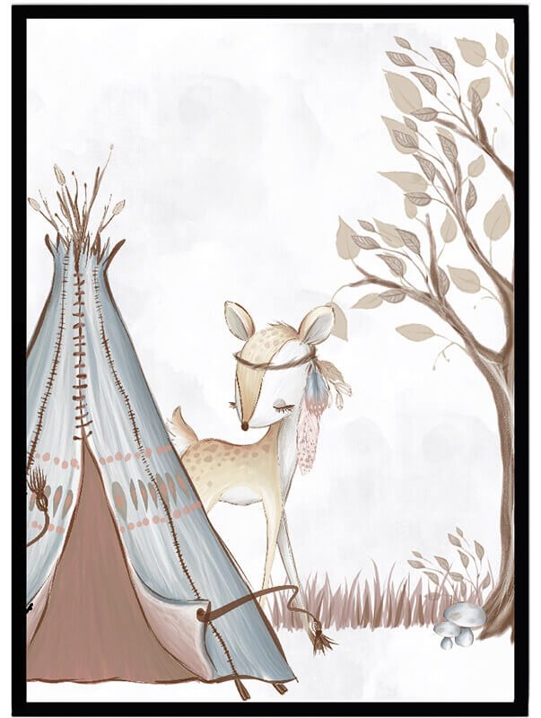 Poster Teepee & Deer - Dekortorget