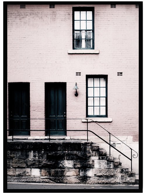 Poster Byggnad rosa - Dekortorget