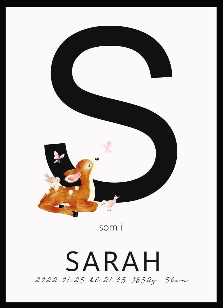 Namntavla Rådjur med bokstav - Dekortorget