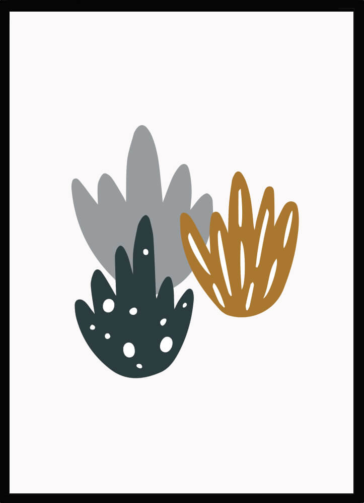 Poster Dinoworld plant with colorful abstract plants ideal for children's room decor.