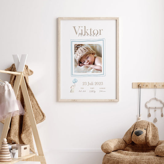 Namntavla Eget foto - elefant blå - Dekortorget