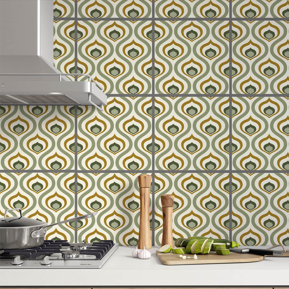 Kakeldekor retro ljusgrön - Dekortorget