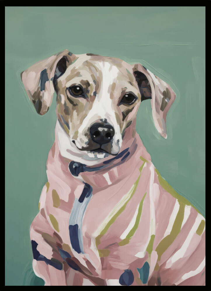 Poster hund - färgglad barntavla med en hund, perfekt för att dekorera barnrummet.