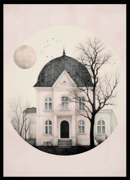 Poster hus rosa 1 - Dekortorget