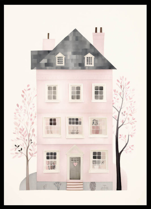 Poster hus rosa 2 - Dekortorget