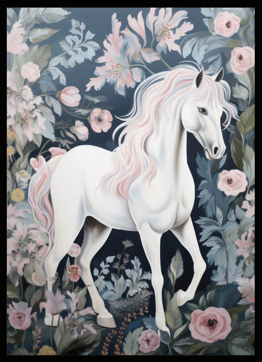 Poster häst vit - Dekortorget