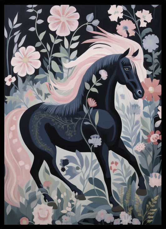 Poster häst svart - Dekortorget