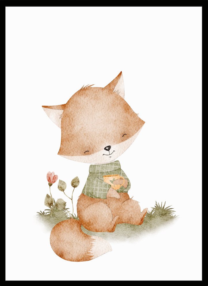 Poster Tea time räv - Dekortorget