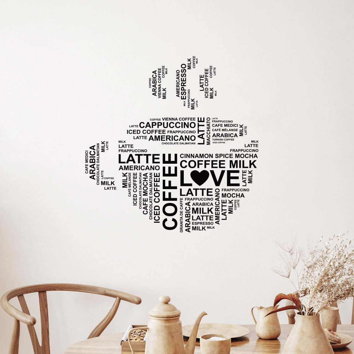 Väggdekor Coffee i text - Dekortorget