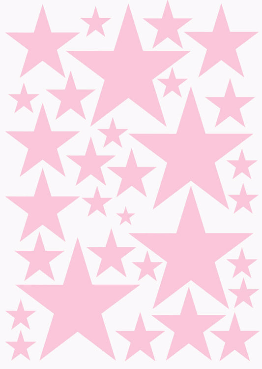 Väggdekor Stjärnor rosa - olika storlekar - Dekortorget