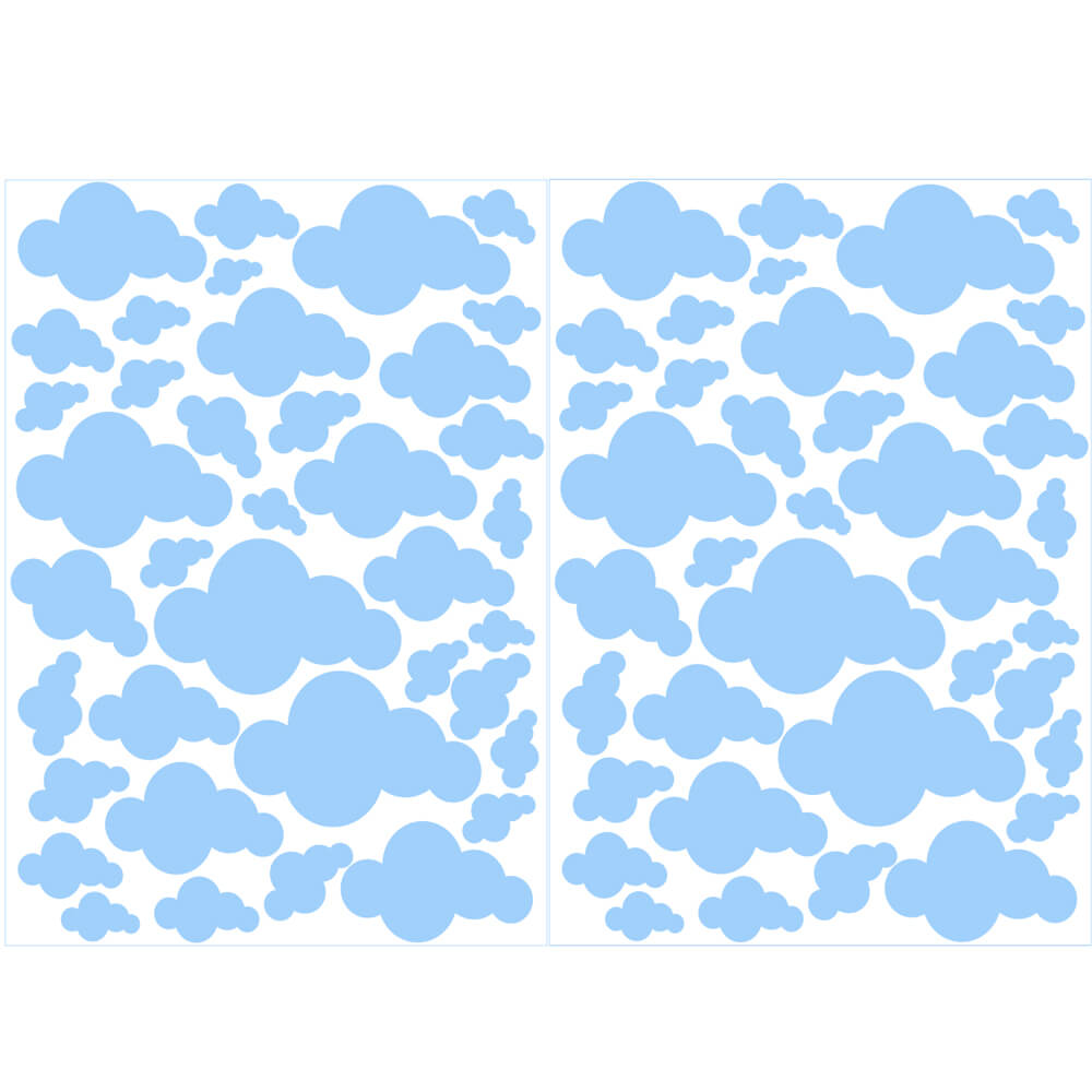 Väggdekor moln ljusblå - olika storlekar - Dekortorget