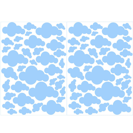 Väggdekor moln ljusblå - olika storlekar - Dekortorget