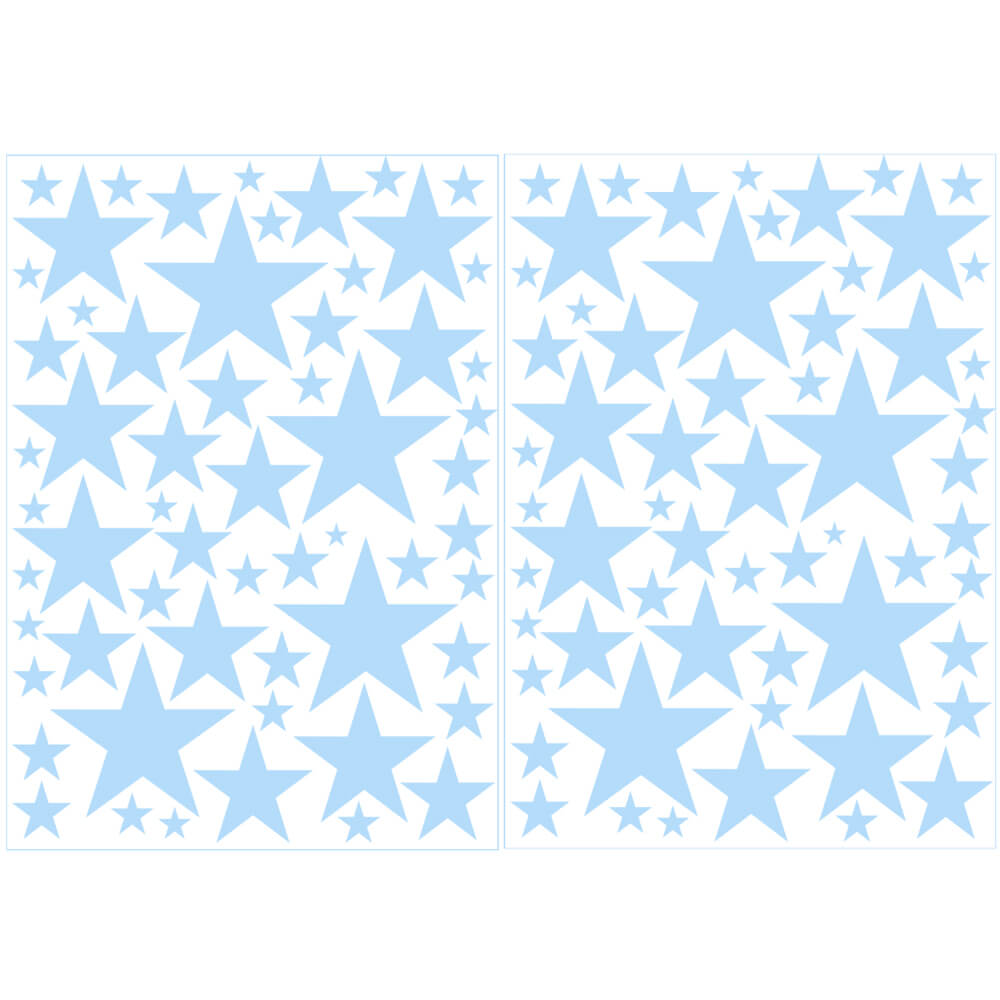 Väggdekor Stjärnor ljusblå - olika storlekar - Dekortorget