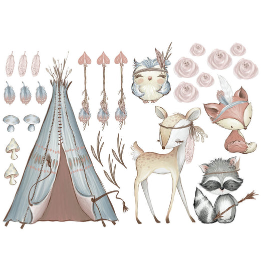 Väggdekor Tält & skogens djur - Dekortorget