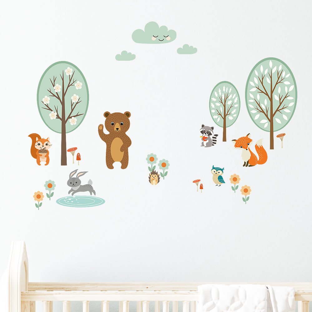 Väggdekor Djur i skogen - Dekortorget