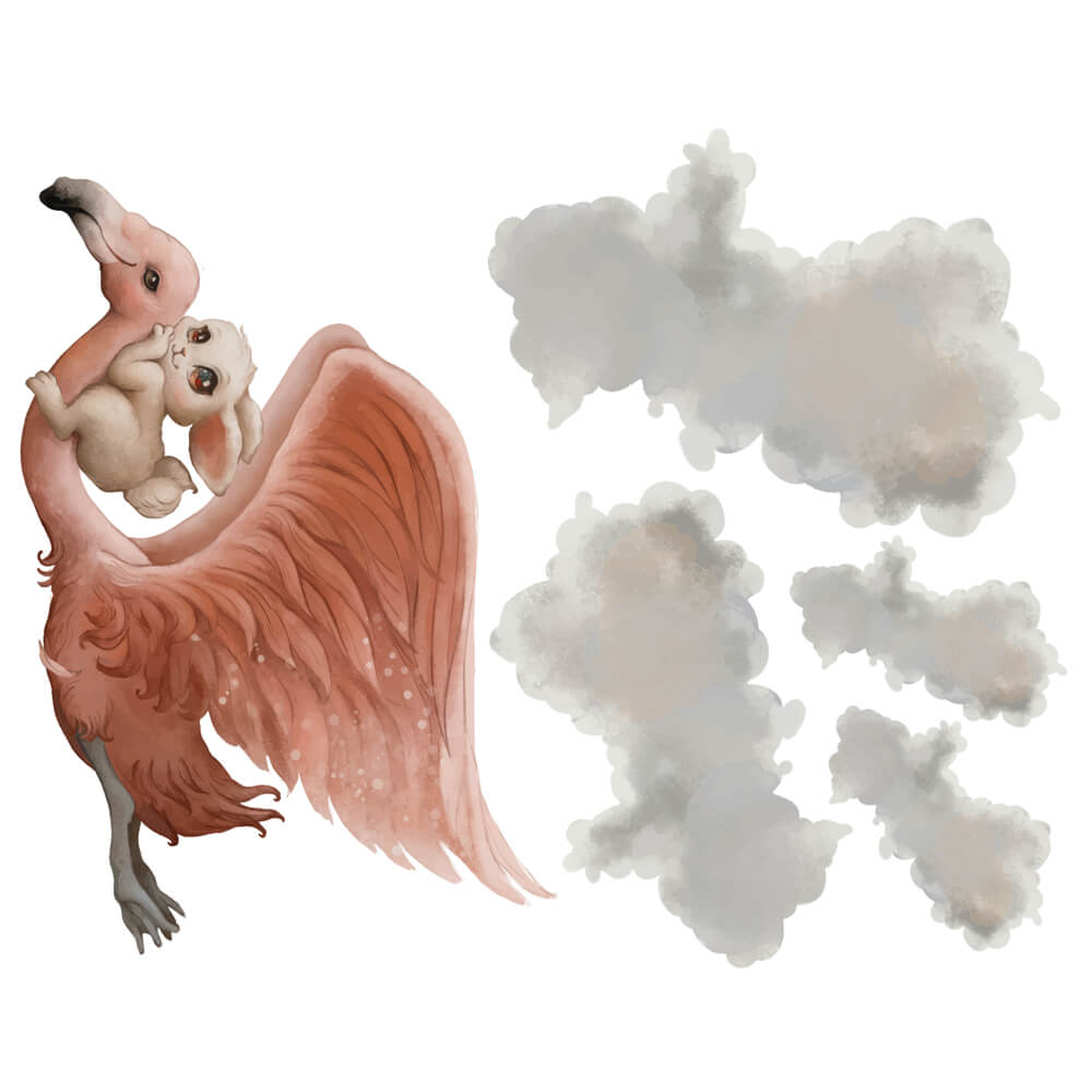 Väggdekor flying with friend rosa - Dekortorget