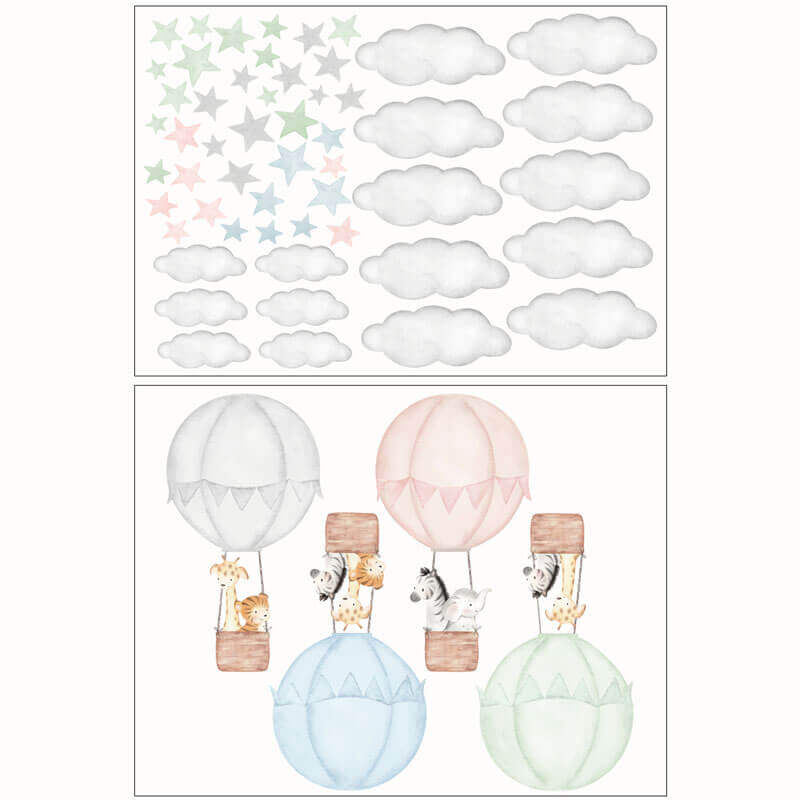 Väggdekor XL luftballonger med djur - Dekortorget