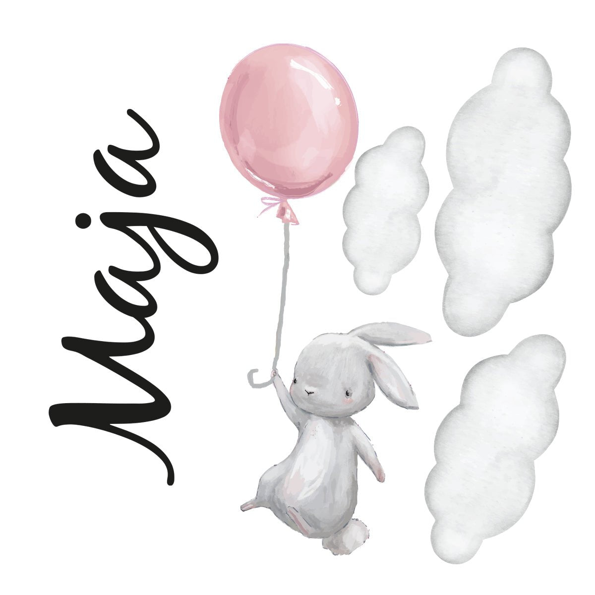 Väggord rosa kanin - egen text - Dekortorget