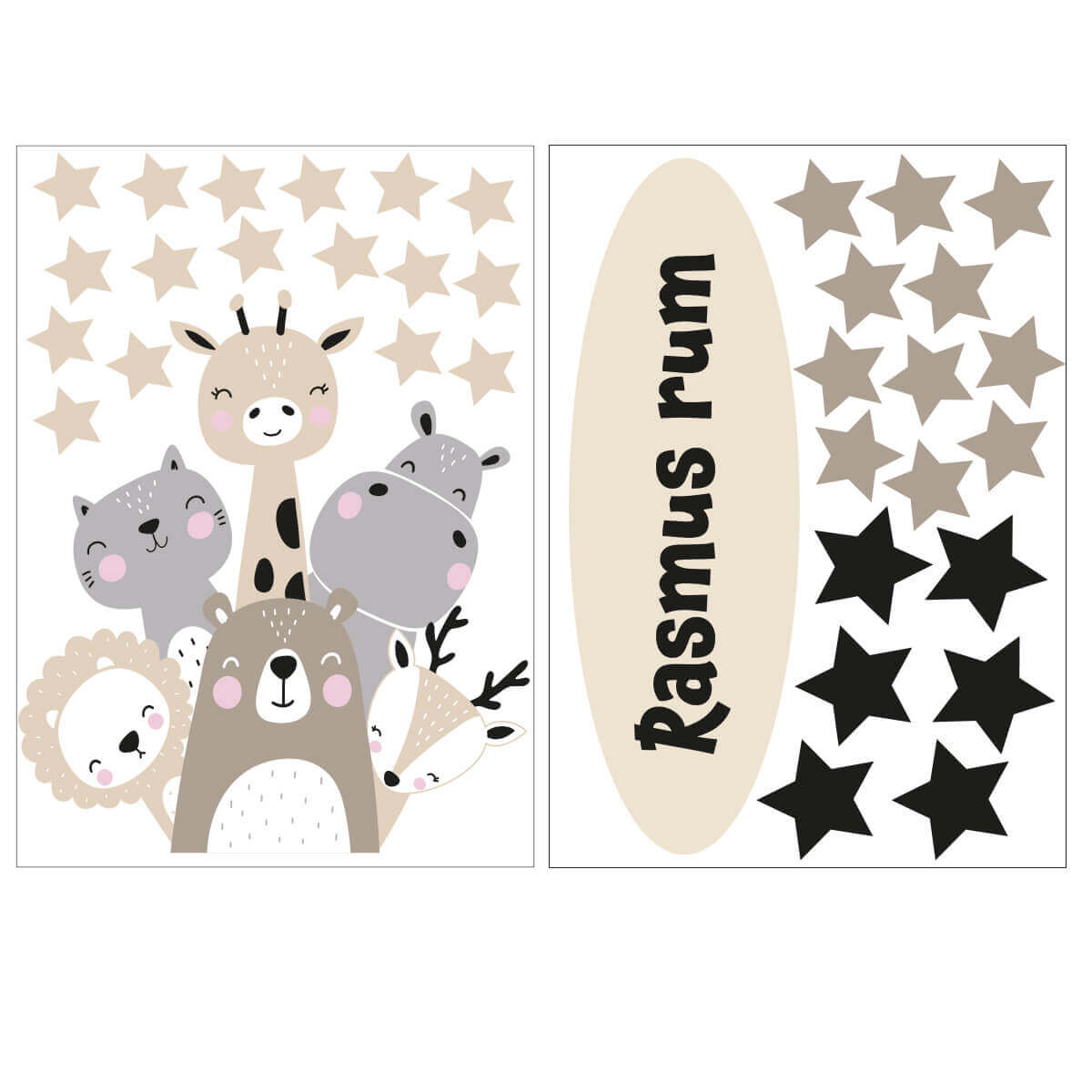 Väggord små djur - egen text - Dekortorget