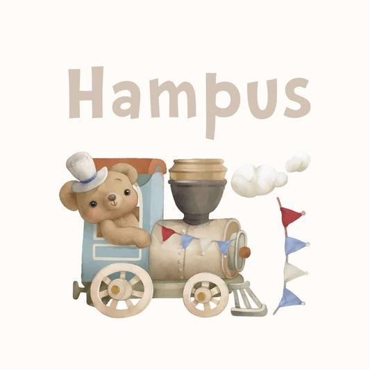 Väggord björn & tåg - egen text - Dekortorget