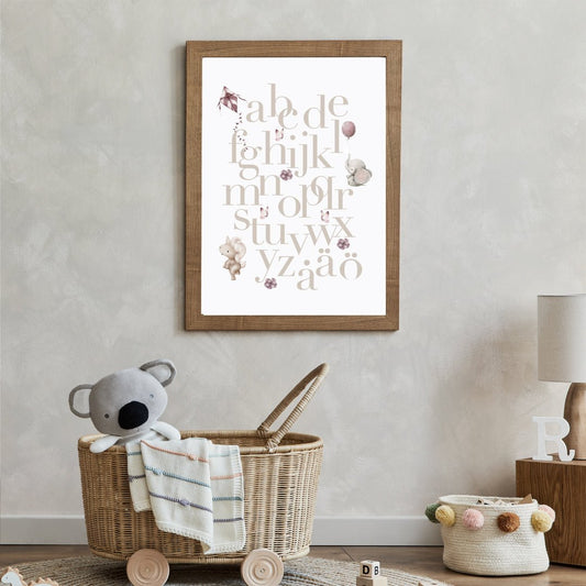 Poster Alfabet rosa - Dekortorget