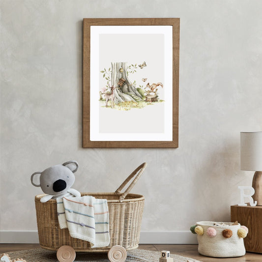 Poster Träd med rådjur & räv - Dekortorget