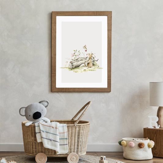 Poster Kanin vid trästock - Dekortorget