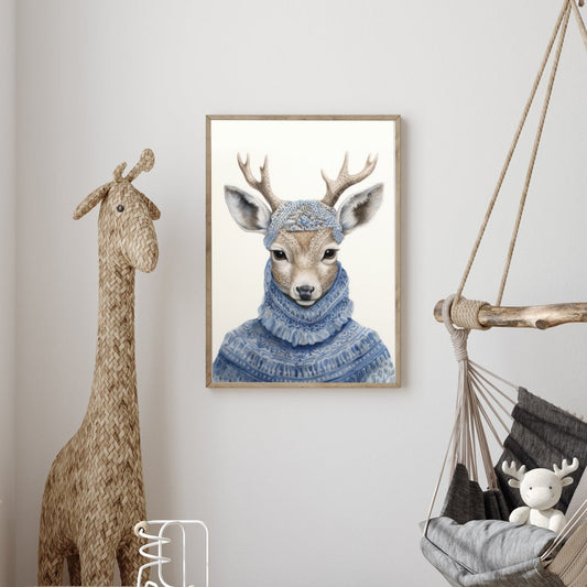 Poster Deer Blue - Dekortorget