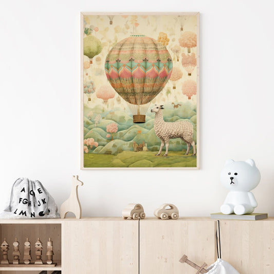 Poster Luftballong & får - Dekortorget