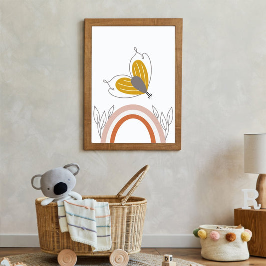 Poster retro regnbåge & fjäril - Dekortorget