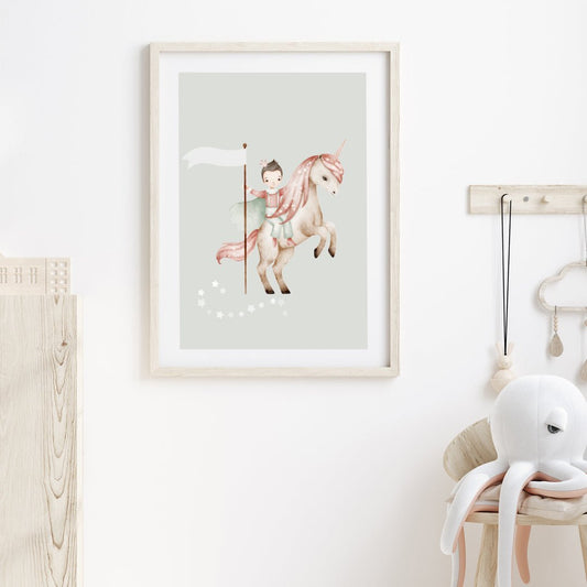 Poster Riddare & enhörning - Dekortorget