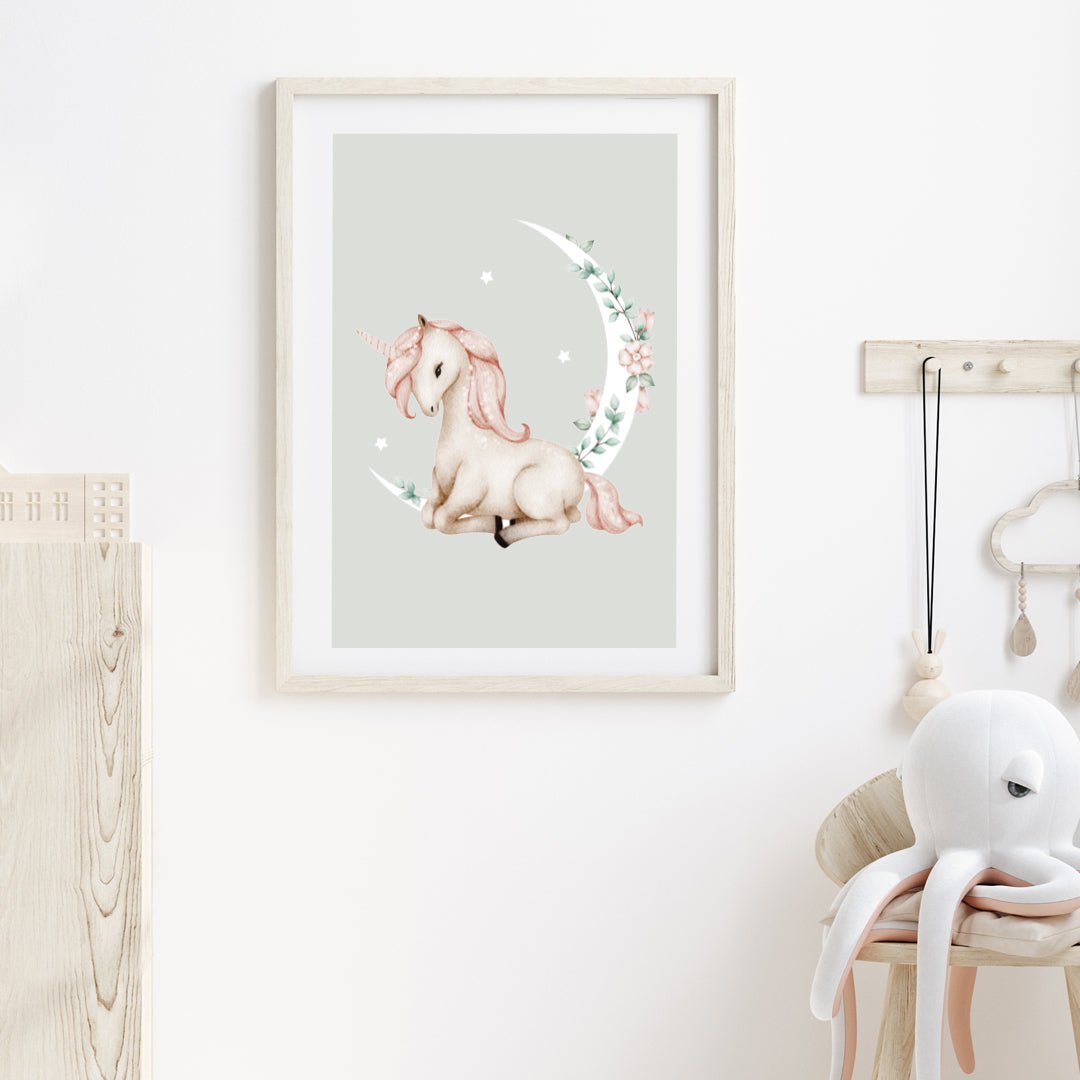 Poster Enhörning & måne - Dekortorget