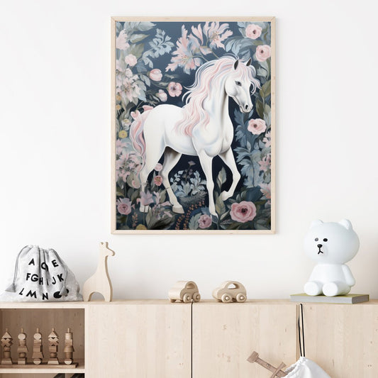 Poster häst vit - Dekortorget