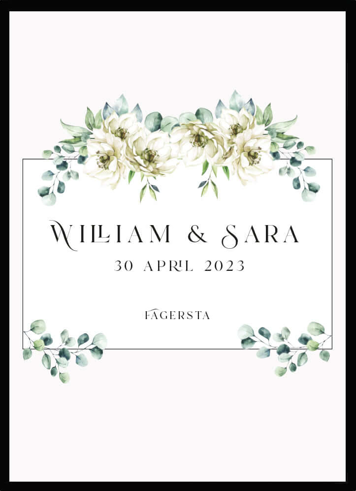 Bröllopstavla Ram av blommor 2 - Dekortorget