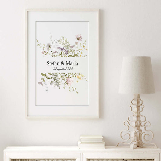Bröllopstavla Blomster ram 2 - Dekortorget