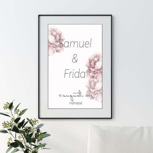 Bröllopstavla Pioner - Dekortorget