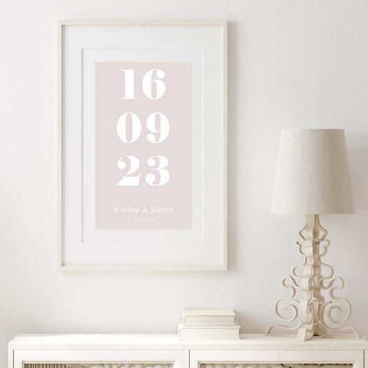 Bröllopstavla Datum rosa - Dekortorget