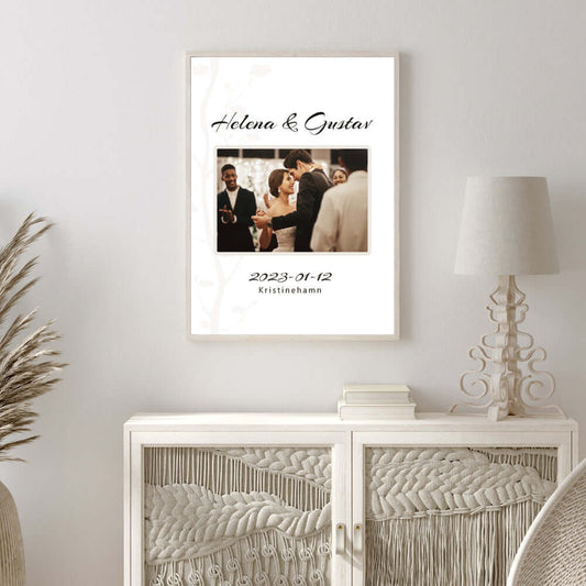 Bröllopstavla - eget foto - blomma - rosa - Dekortorget