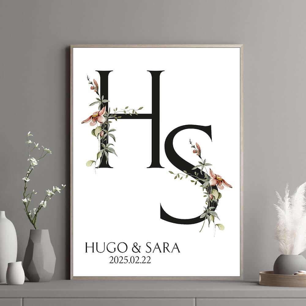 Bröllopstavla monogram röd - Dekortorget