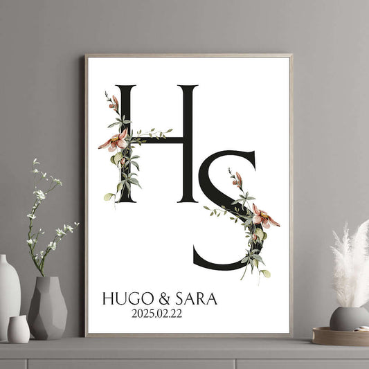 Bröllopstavla monogram röd - Dekortorget