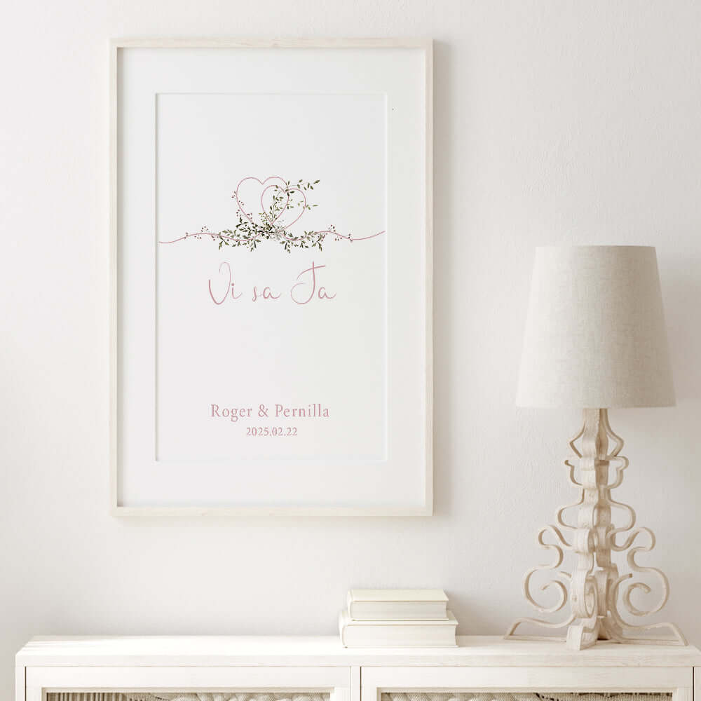 Bröllopstavla vi sa ja rosa - Dekortorget